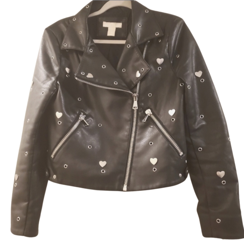 Heart Studded Leather Jacket
